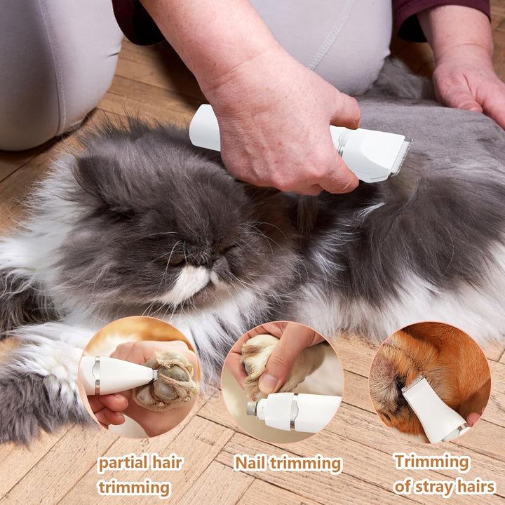 Focenat Schermaschine Set Hunde Katze, 4 in 1 Leise Pfotentrimmer, Elektrische Hundeschermaschine, H