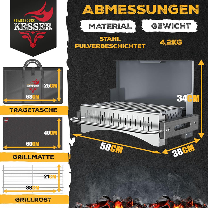 KESSER® Klappgrill tragbarer Camping Grill | Holzkohlegrill aus pulverbeschichtetem Stahl inklusive