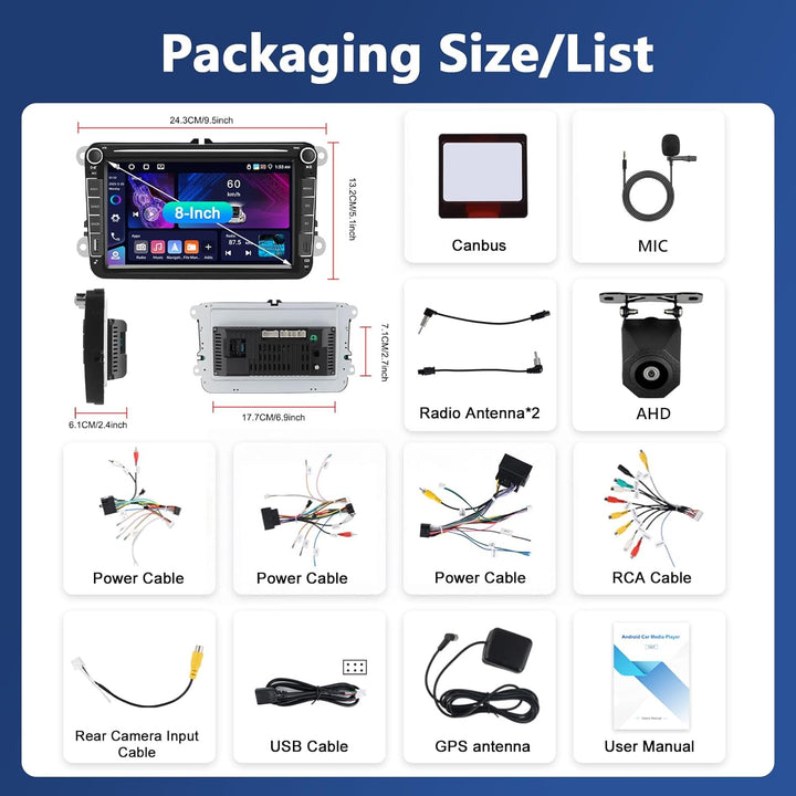 4GB+64GB Android Autoradio mit Type-C USB für VW Golf 5 6 Polo Passat B6 Touran T5 Seat Tiguan EOS C