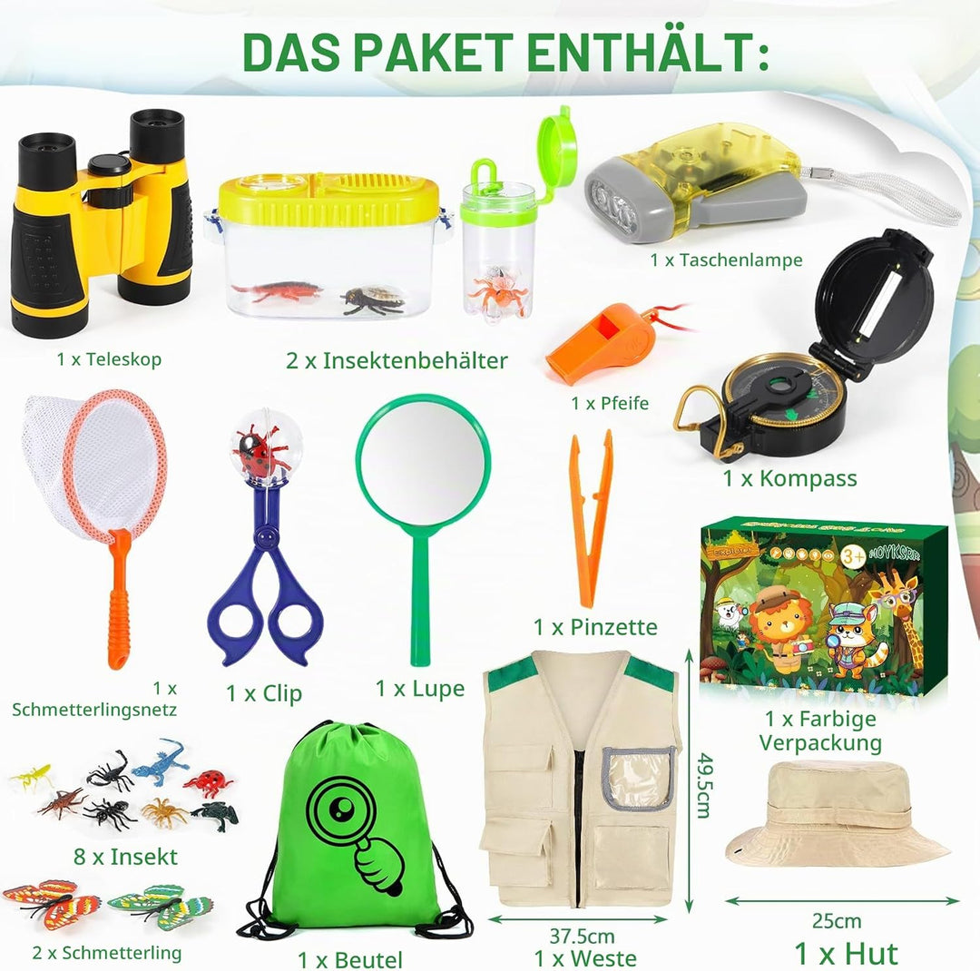 MOYKSRR Forscherset Entdecker für Kinder, Draussen Entdeckerspielzeug Set, Forscherset für Kinder ab