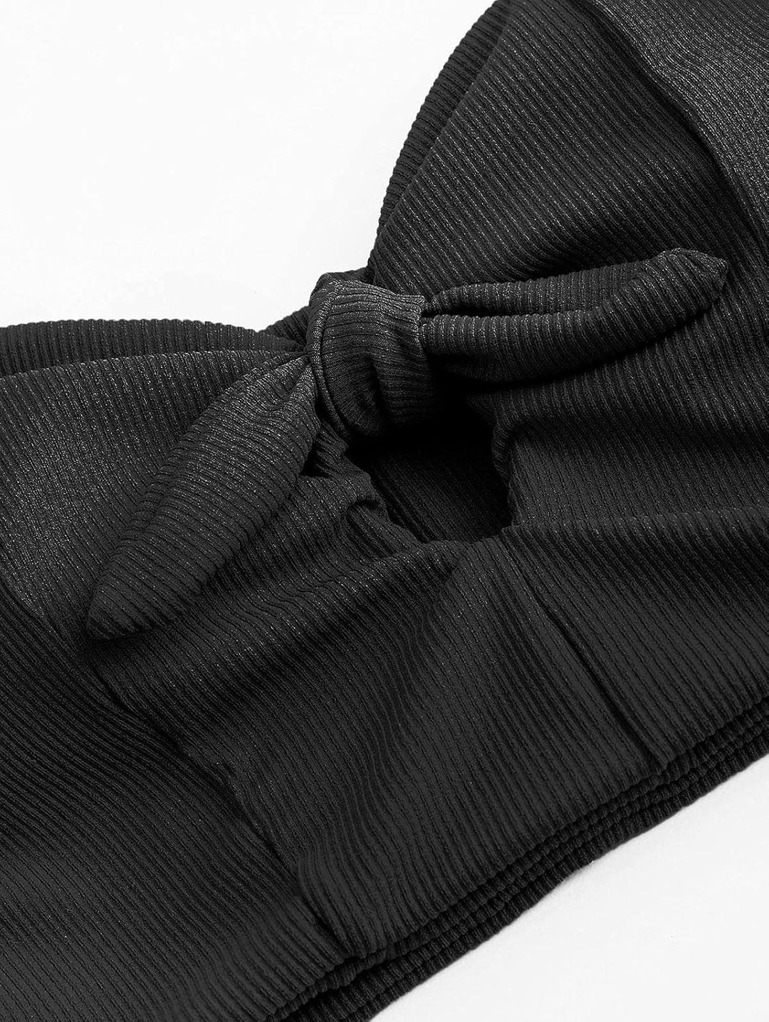 ZAFUL Women Keyhole Bandeau Tankini with Removable Straps, High Waisted Padded Bathing Suit Two Piec