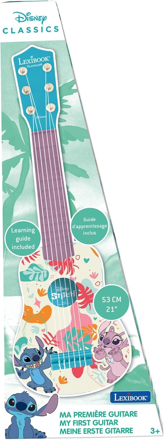 Lexibook, Disney Stitch, Meine erste Kinder-Gitarre, 6 Nylonsaiten, 53 cm, Inklusive Anleitung, Blau