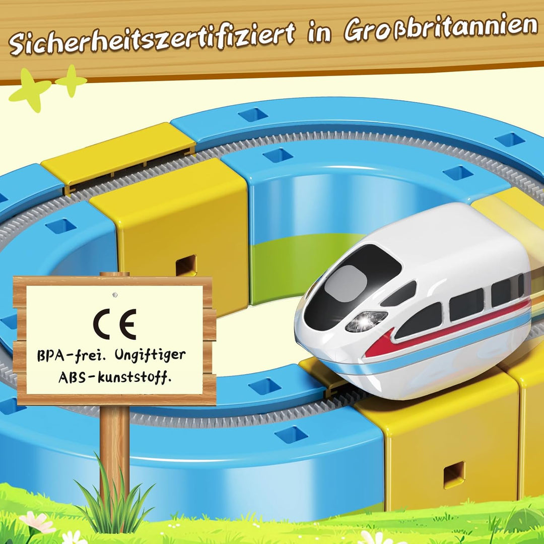 Cubix 3D Zug Set - Cube Track elektrische Kindereisenbahn mit Magic Rail System, STEM Spielzeugzug f