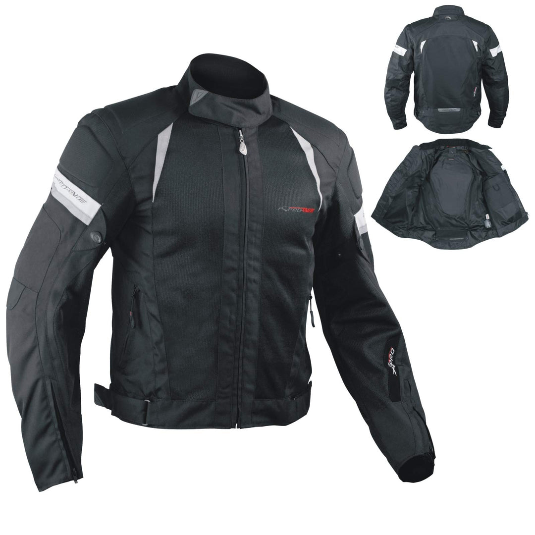 A-Pro Sommer Mesh Motorradjacke Sport Motorbike Racing Touring Protektoren Schwarz L