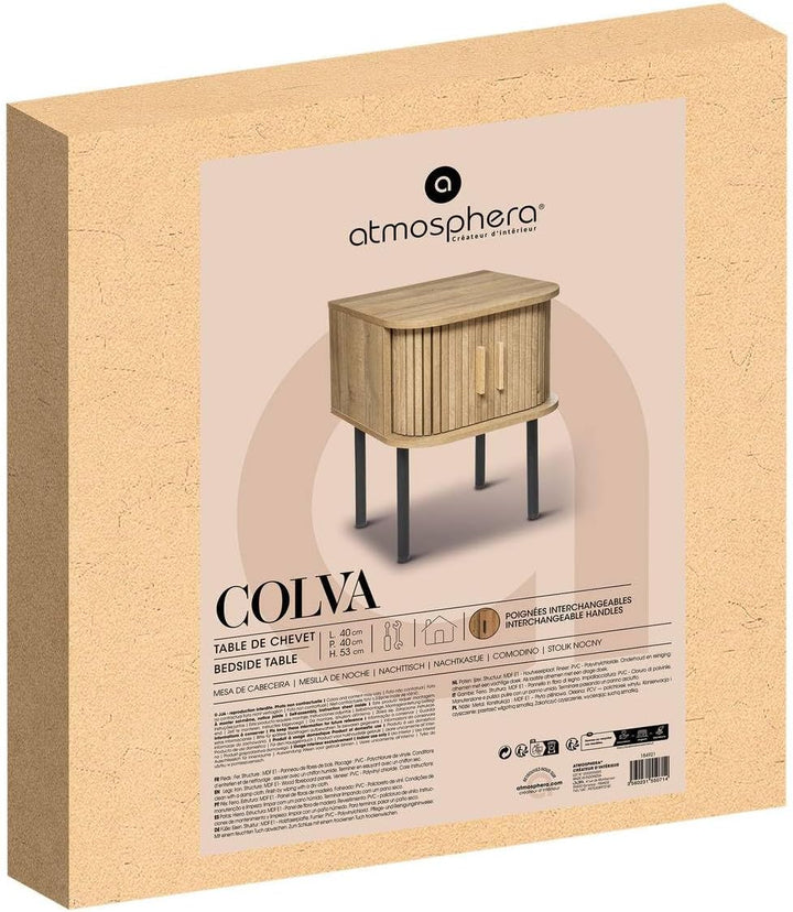 Zweitüriges Nachttischchen Colva - Natur - Beige - Atmosphera créateur d'intérieur cm Beige, cm Beig