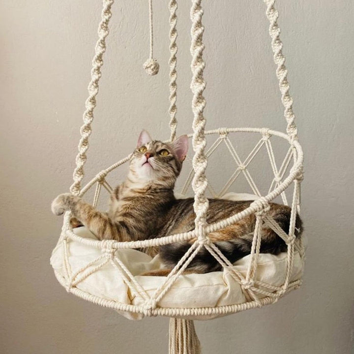 40x90cm Katzen-Hängemattenbett, Katzenschaukelbett, Katzenschaukel-Hängematte, Makramee-Katzenbett,