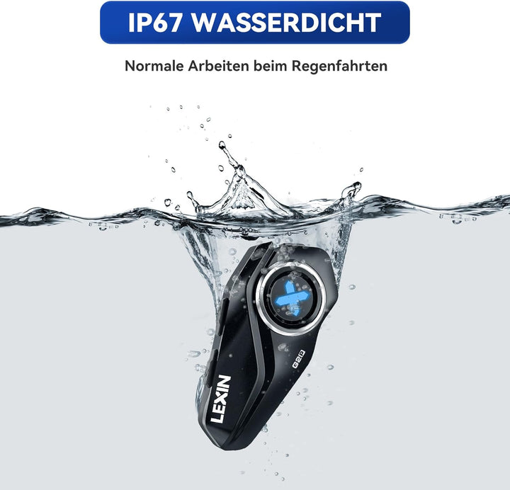 LEXIN G2 Motorrad Bluetooth Headset, Helm Kommunikationssystem für 2 bis zu 6 Personen in Reichweite