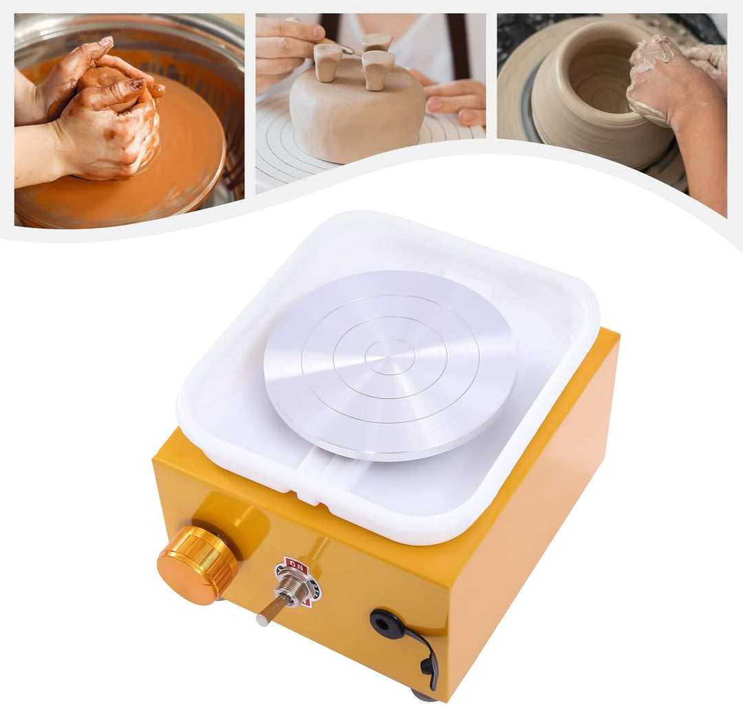 JINPRDAMZ 24W Töpferscheibe Elektrisch Mini 13x15cm, Gelb Electric Pottery Wheel 10 cm Turntable, Ce