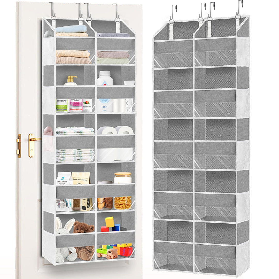 Tür-Organizer, 5-stöckig, extra gross, hinter der Tür, mit 10 grossen Front- und 10 Netztaschen, 36,