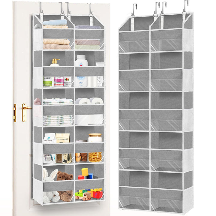 Tür-Organizer, 5-stöckig, extra gross, hinter der Tür, mit 10 grossen Front- und 10 Netztaschen, 36,