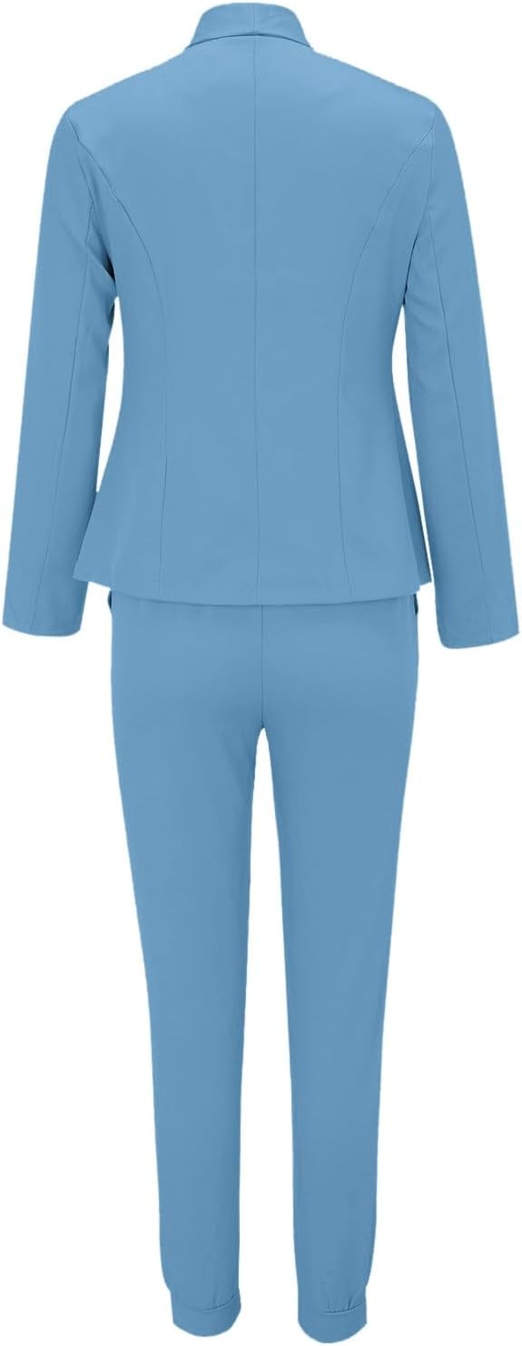 Damen Elegant Business Anzug Set 2-teilig Hosenanzug Blazer Hose Anzug Karo Kariert Zweiteiler Slimf