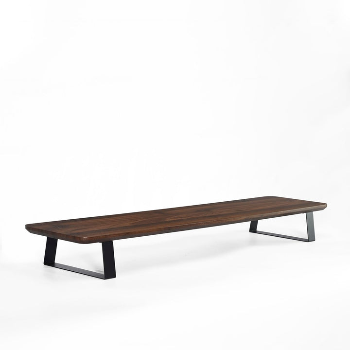 Monitorständer Desk Shelf 100 cm Walnuss | Monitorerhöhung Holz mit modularem Schienensystem | Schre