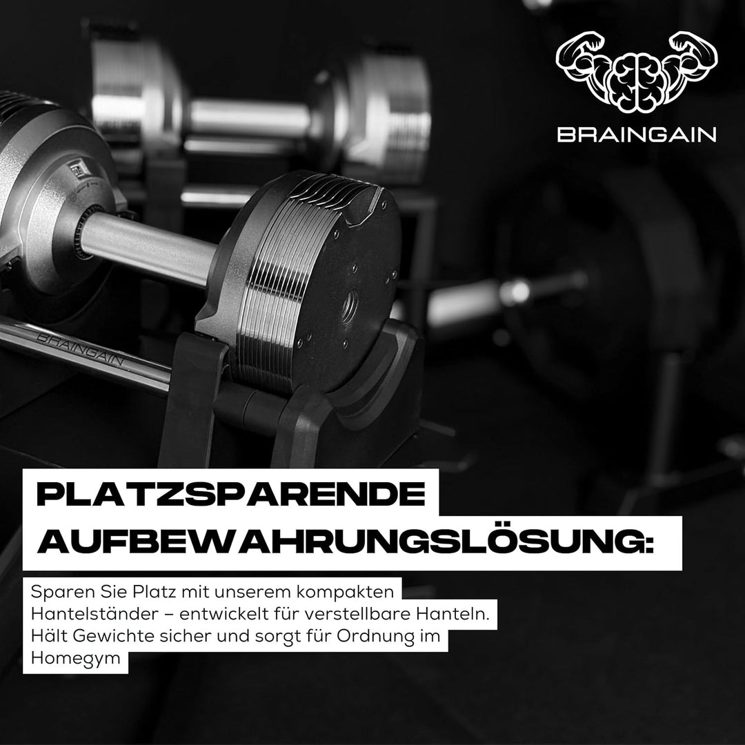 BRAINGAIN Rack Compatible 23.5kg 32.5kg 41.5kg Chrome Black Adjustable Dumbbells Stand Home Gym Equi