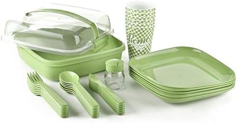 BEFA Picknick Set 6 Personen | BPA Freies Gesundes Plastik | Plastikbesteck Gabel, Messer, Löffel, T