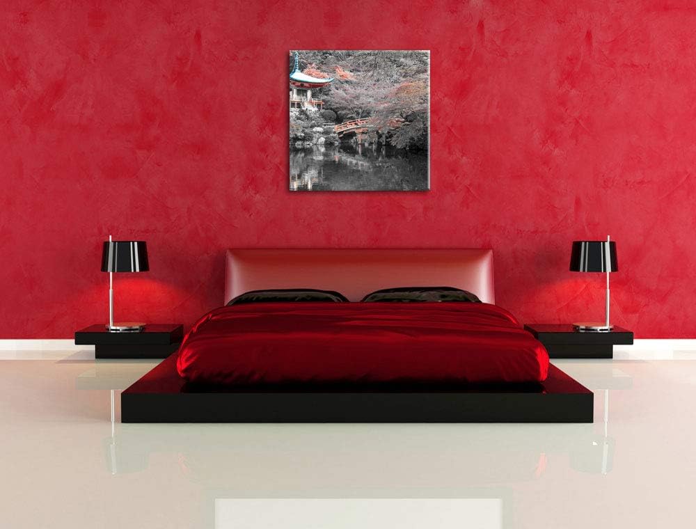 Pixxprint schönes Kloster in Japan als Leinwandbild/Grösse: 70x70 cm/Wandbild/Kunstdruck/fertig besp