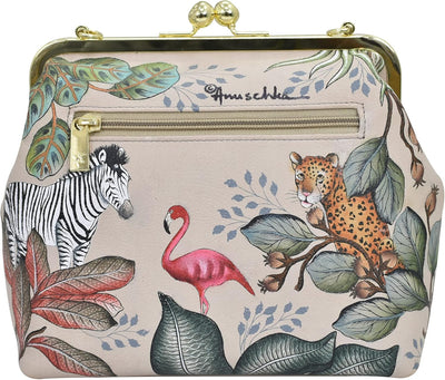 Anuschka Women's Frame Crossbody Tasche aus Echtleder, handbemalt, mittlere Grösse mit Rahmen, Afric