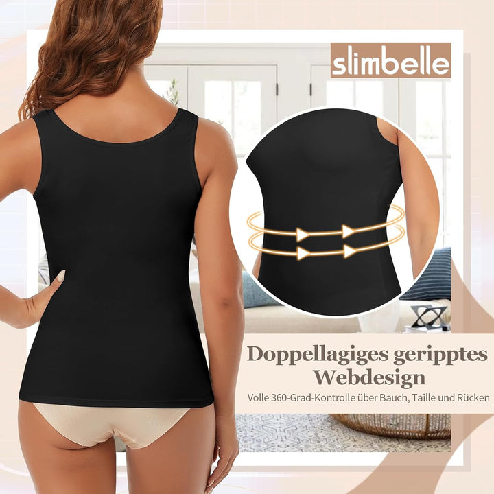 SLIMBELLE Damen Unterhemd BH Hemd Seamless Tank Top mit entfernbaren Cups Bauchweg Shapewear Top Ohn