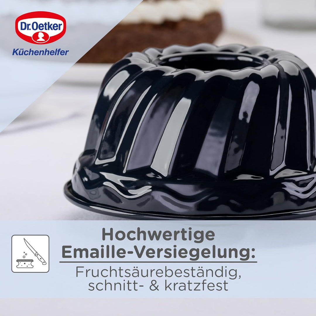 Dr. Oetker Guglhupf Backform Ø 18 cm Back-Liebe Emaille – Schnitt- & kratzfeste Gugelhupf Form mit E
