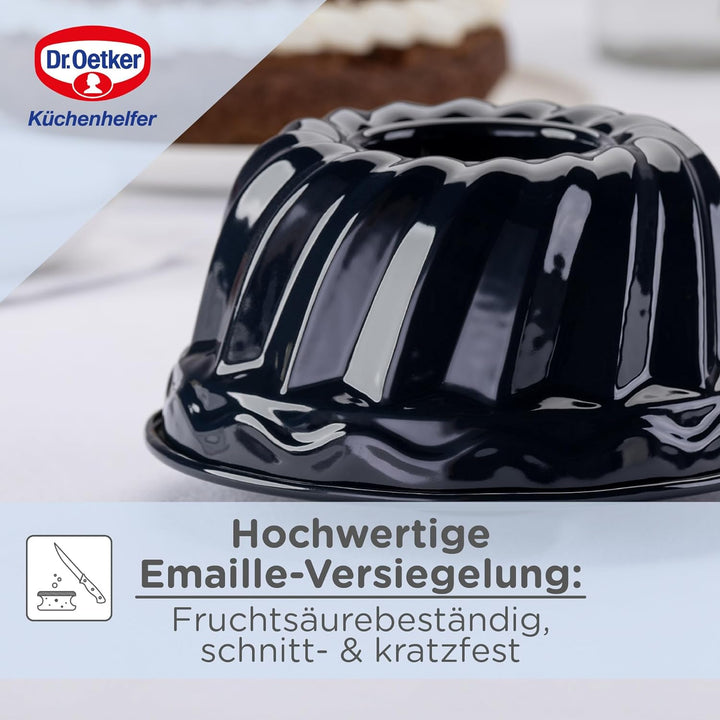 Dr. Oetker Guglhupf Backform Ø 18 cm Back-Liebe Emaille – Schnitt- & kratzfeste Gugelhupf Form mit E