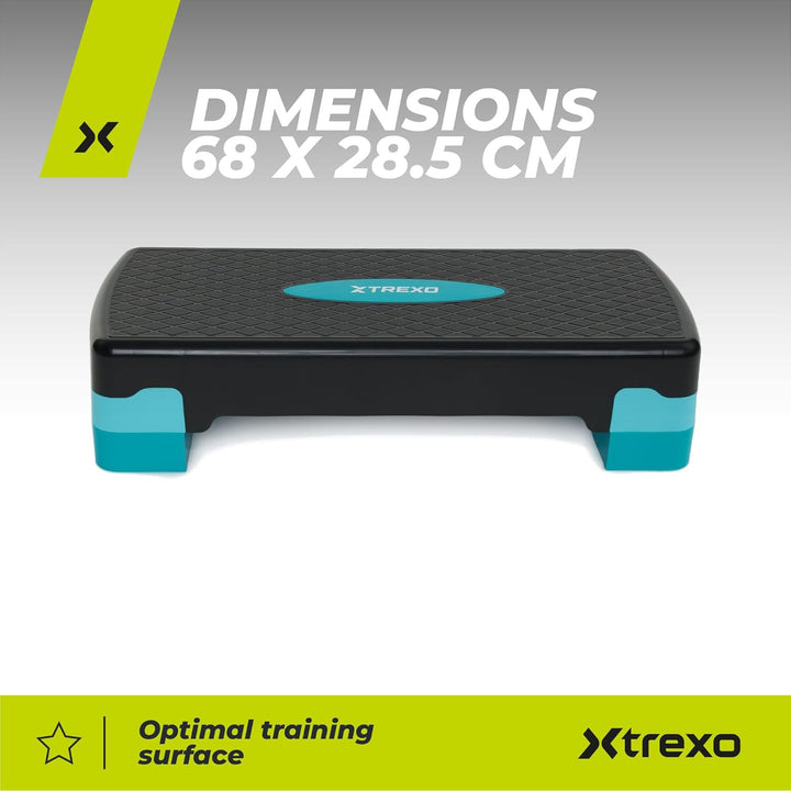 TREXO Aerobic Step 68 x 28 cm Für Cardio- und Fitnesstraining Höhenverstellbar 15-20 cm Langlebig au