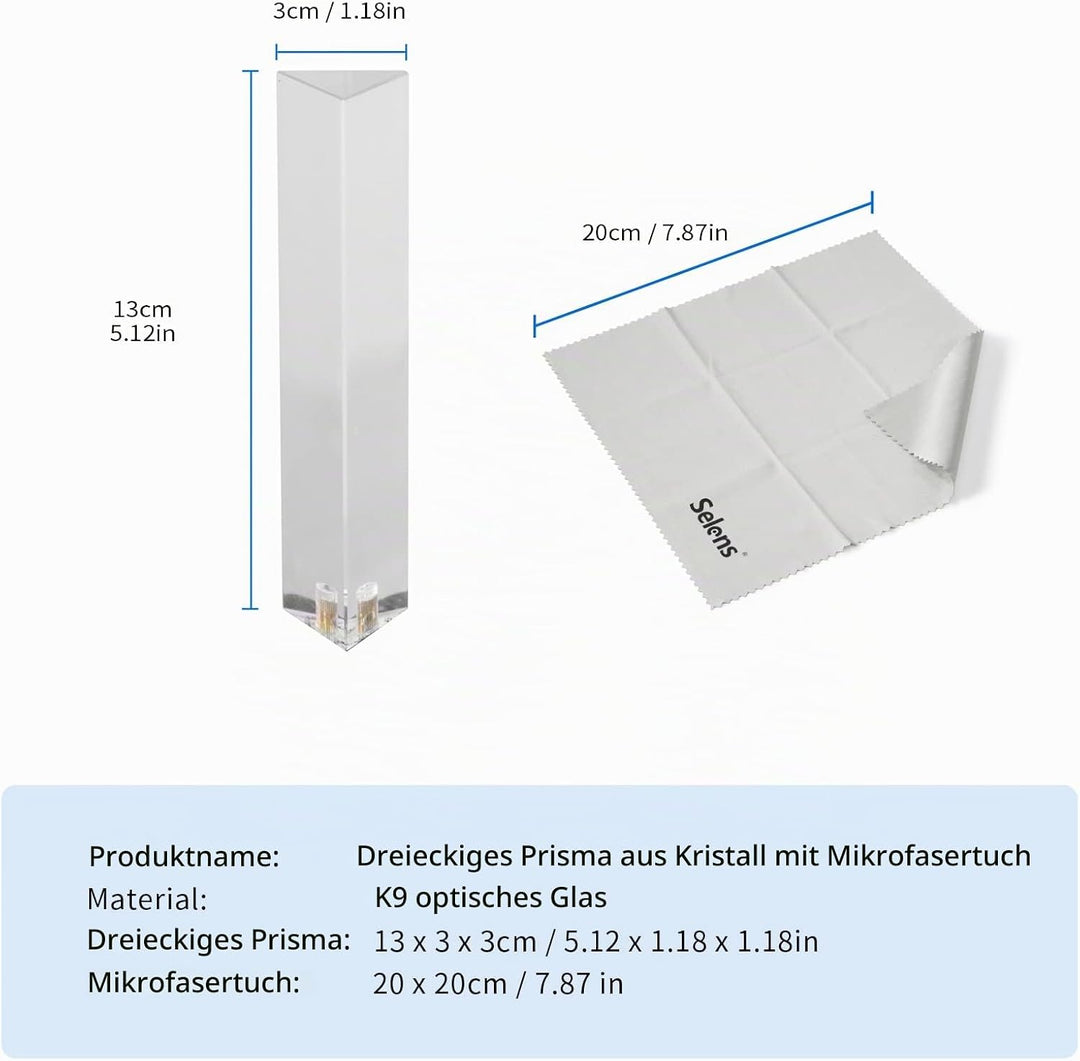 Selens Fotografie Kristall Dreieckig Prisma mit 1/4" Gewindeloch, Professionelle Optik Kristall Glas