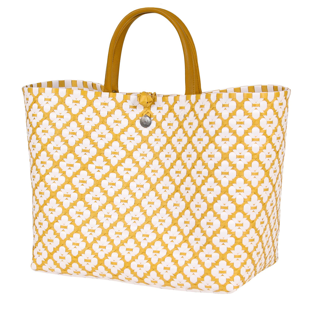 Handed By - Tasche/Shopper/Einkaufstasche - Motif Bag - Kunststoff - gelb/weiss - 32 x 38 x 22 cm