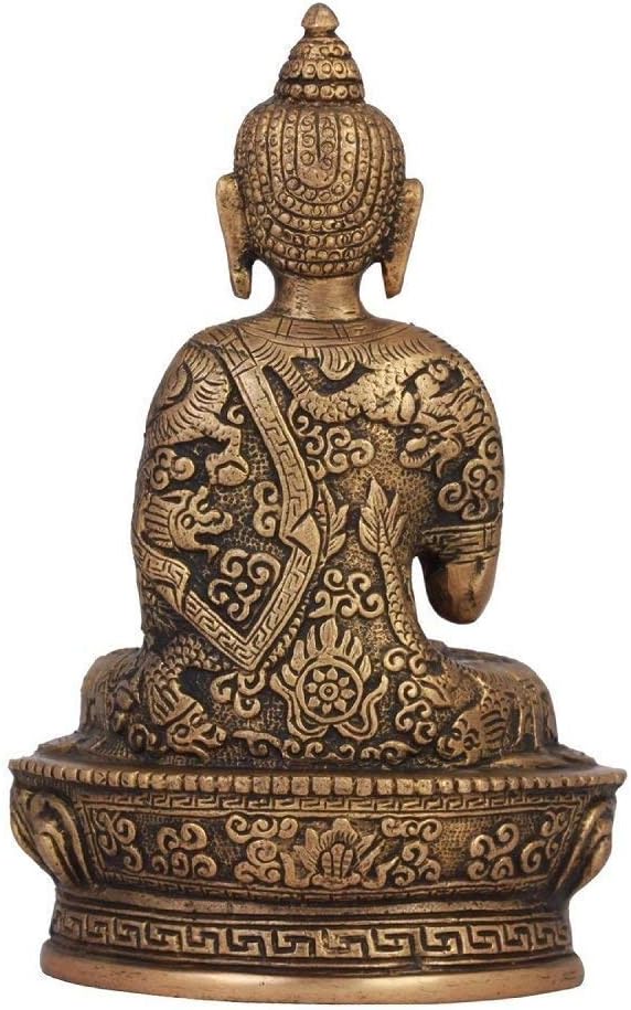 Artvarko Buddha-Idol aus Messing, handgefertigt, Buddha-Statue, feine Schnitzerei, religiöses Idol,