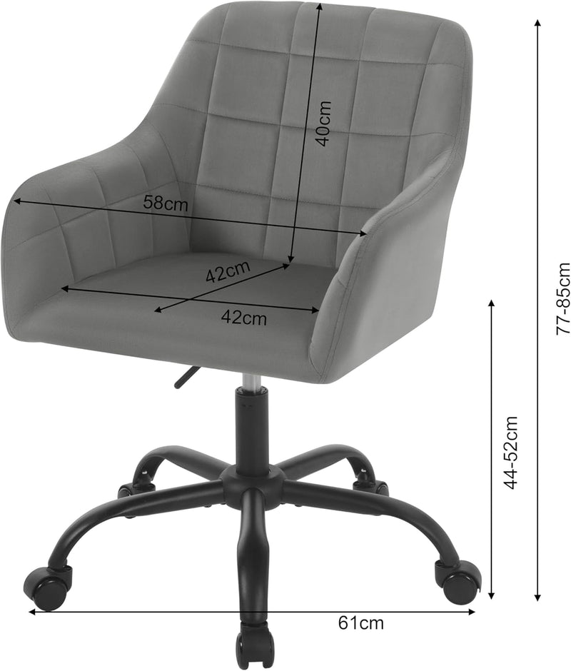 WOLTU Schreibtischstuhl drehbar, Schminktisch Stuhl, Drehstuhl mit Rollen, Bürostuhl ergonomisch, Se