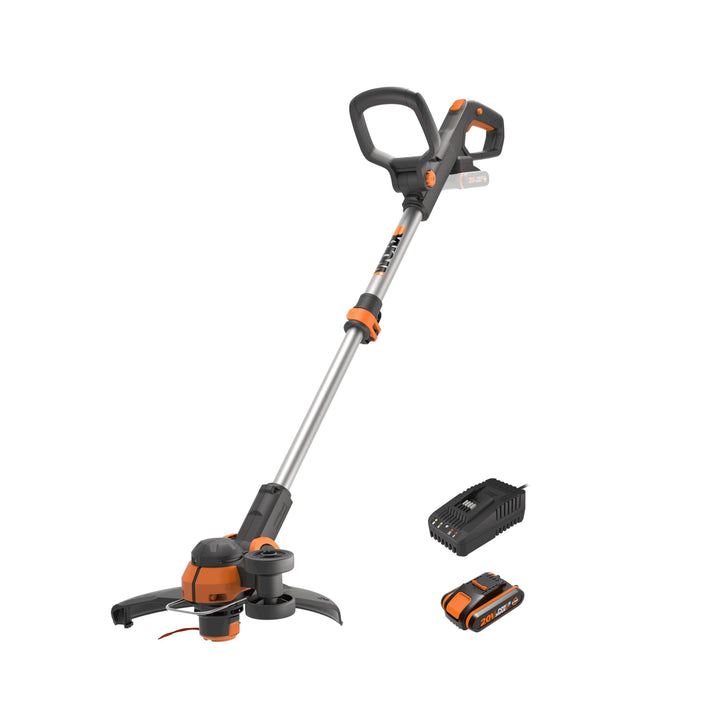 WORX 18V Akku Rasentrimmer, 2-in-1 Rasentrimmer mit 90° drehbarer Trimmerkopf, 30cm Schnittdurchmess
