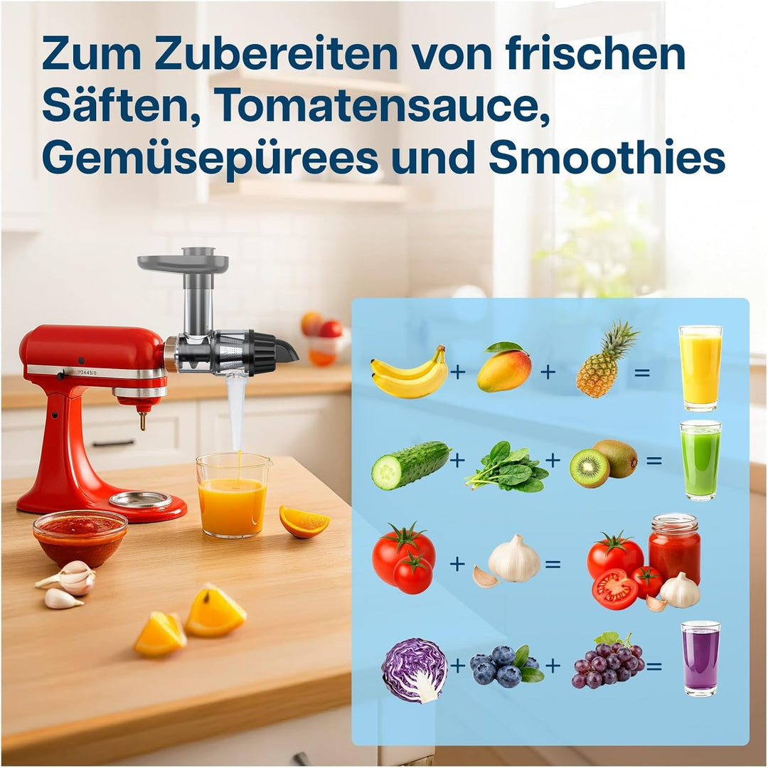 Entsafter Aufsatz für KitchenAid Standmixer von MMOBIEL – Slow Juicer Kaltentsafter & Frucht- und Ge