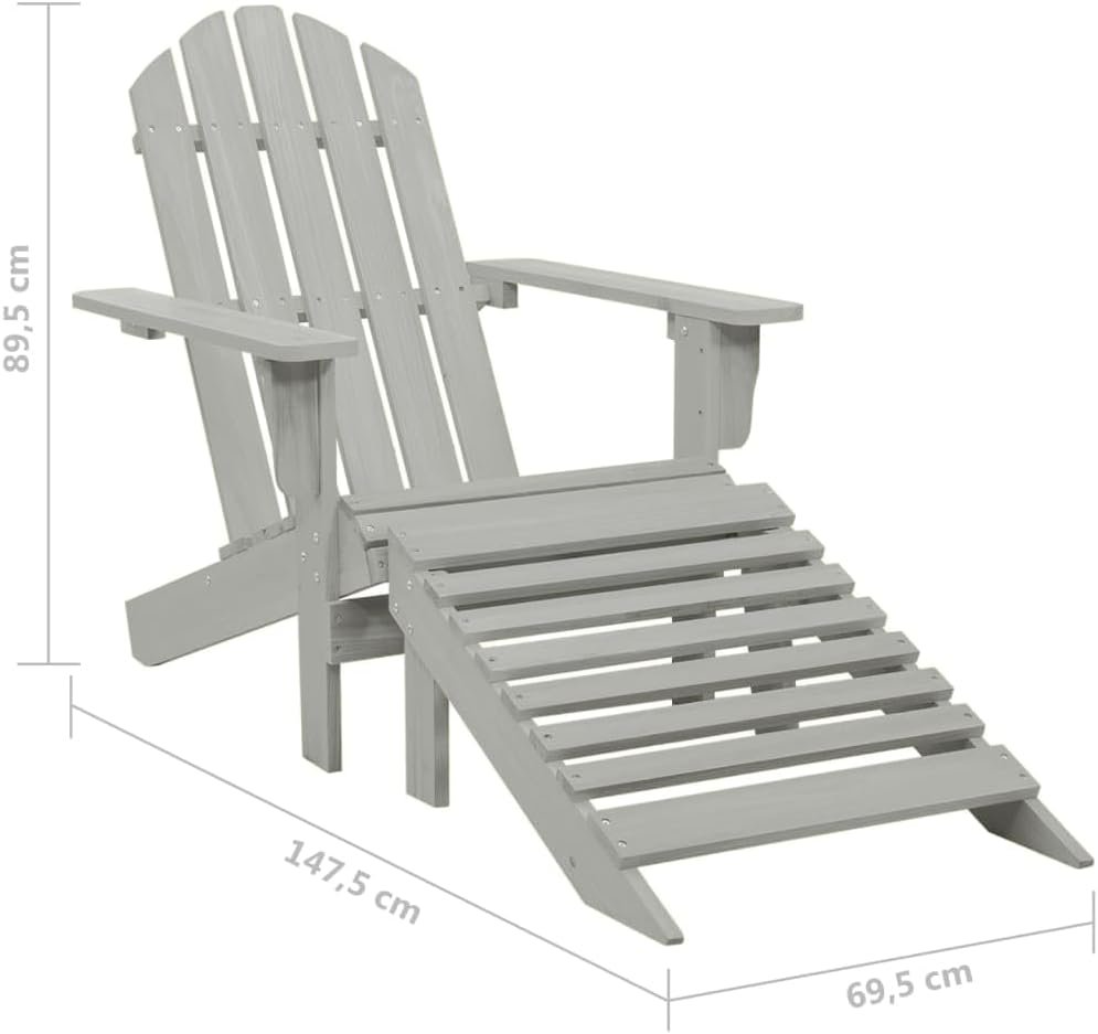 vidaXL Tannenholz Massiv Adirondack Gartenstuhl mit Fussstütze Tisch Deckchair Liegestuhl Gartenmöbe
