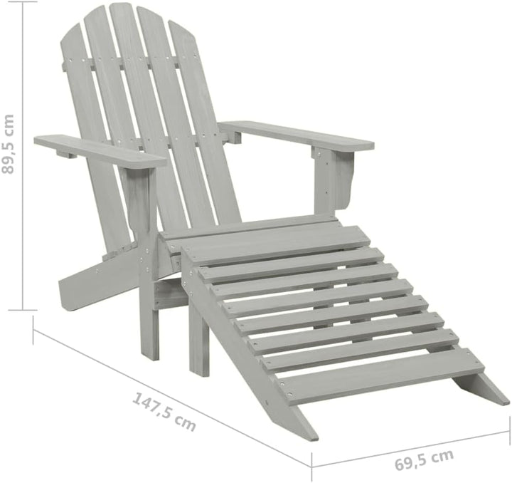 vidaXL Tannenholz Massiv Adirondack Gartenstuhl mit Fussstütze Tisch Deckchair Liegestuhl Gartenmöbe