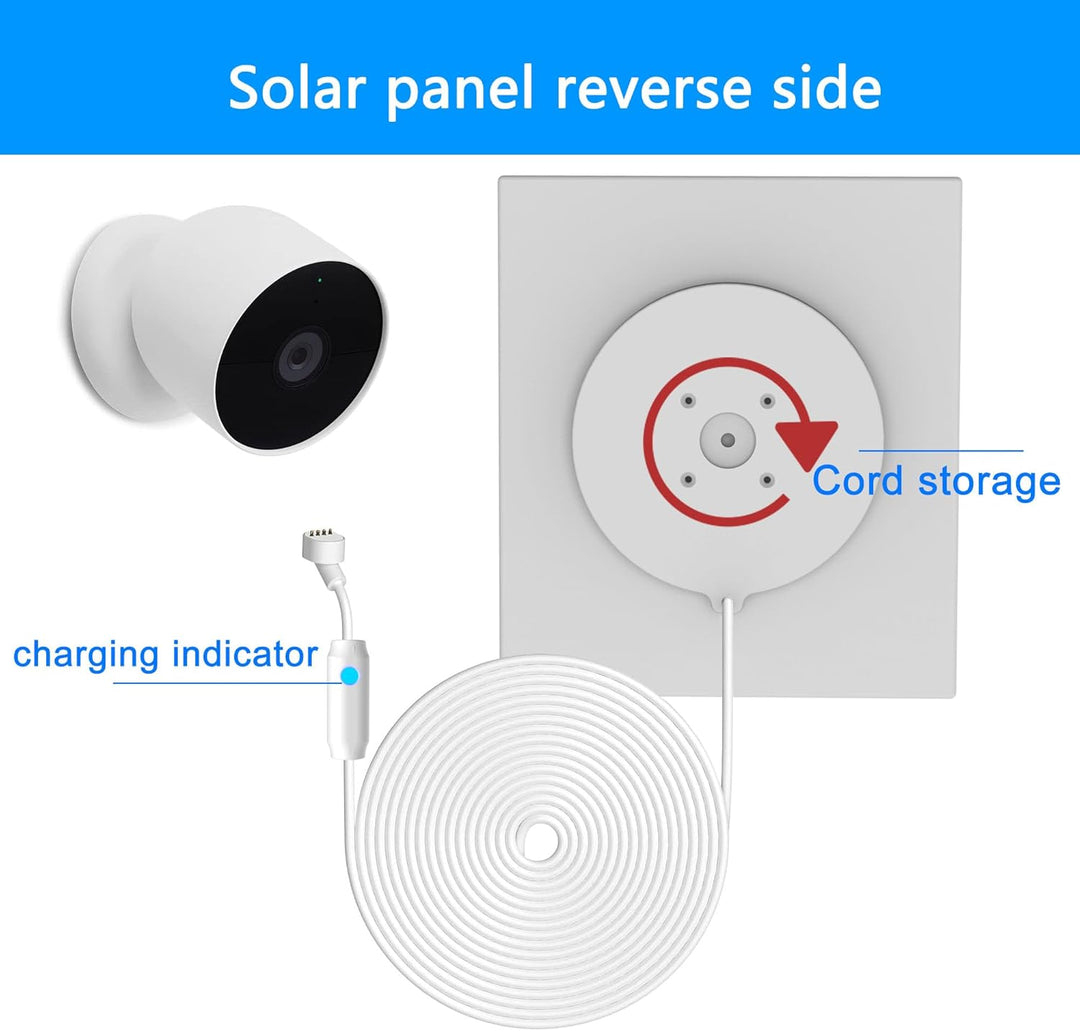 2 Stück, verbessert, mit Ladewarnung, Atemlicht. 6 W Solarpanel, kompatibel mit Google Nest-Kamera f