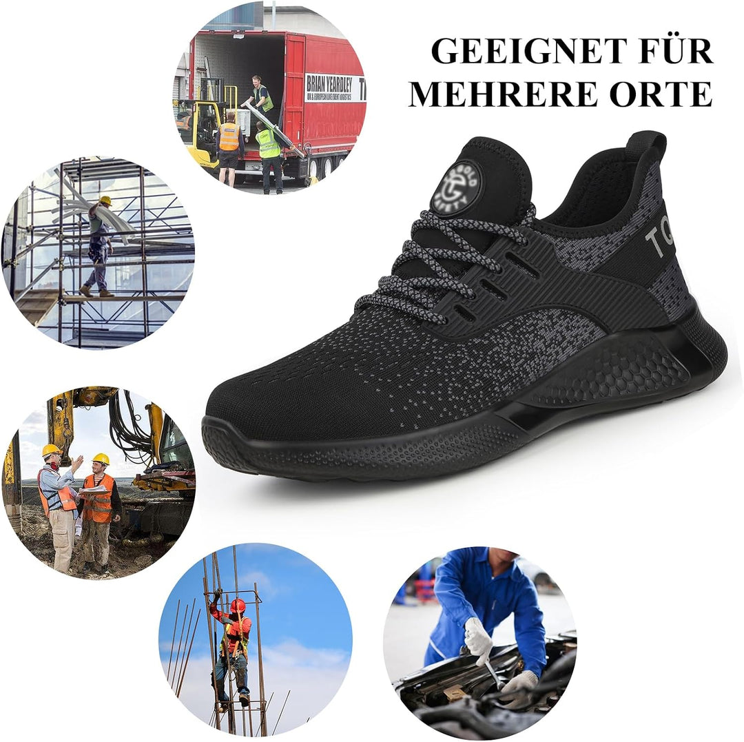 Sicherheitsschuhe Herren Damen Leicht Arbeitsschuhe Stahlkappe Sportlich Schutzschuhe Atmungsaktiv r