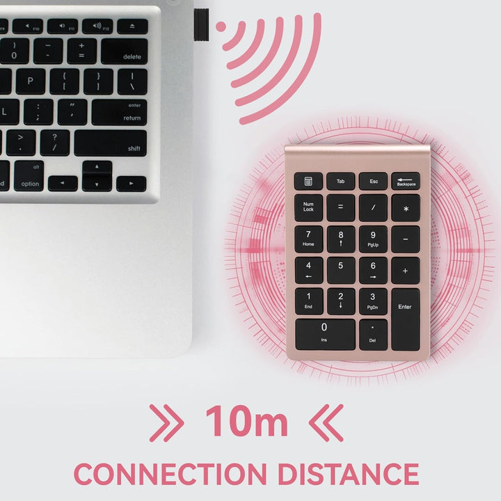 Ziffernblock, 22 Tasten 2,4G Numeric Keypad Ergonomisches Keyboard Ultra Dünn Kabellos ExternerNumme