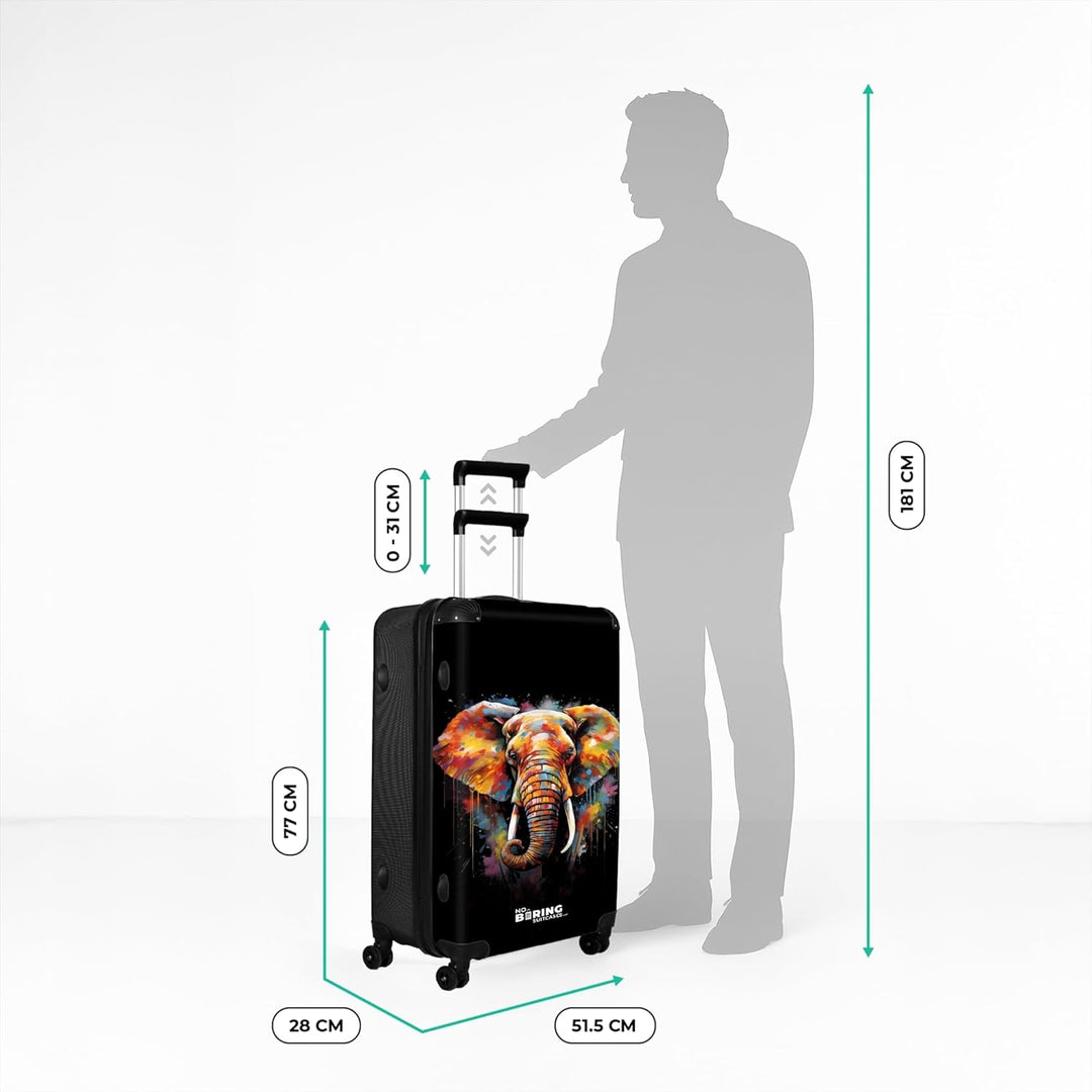 NoBoringSuitcases.com® Koffer XL Gross 77x51.5x28 cm Hartschale Reisekoffer 4 Rollen Leicht Koffer T