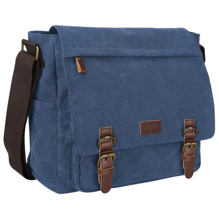 S-ZONE Herren Umhängetasche 15,6 Inch Grosse Vintage Canvas Messenger Bag Aktenktasche Schultertasch