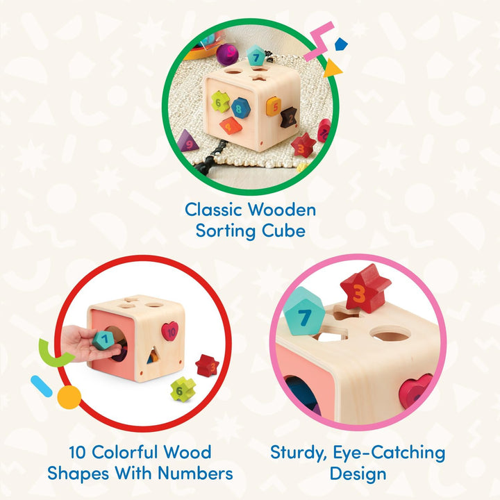 Battat – Zählen & Sortieren Würfel – Formensortierspiel für Kleinkinder, Kinder – Lernwürfel aus Hol