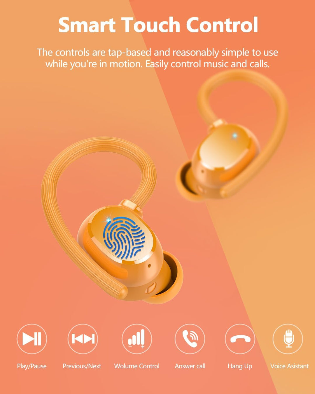 Bluetooth Kopfhörer Sport, In Ear Kopfhörer Kabellos Bluetooth 5.3 Kabellose Kopfhörer mit 4 Mic, 12