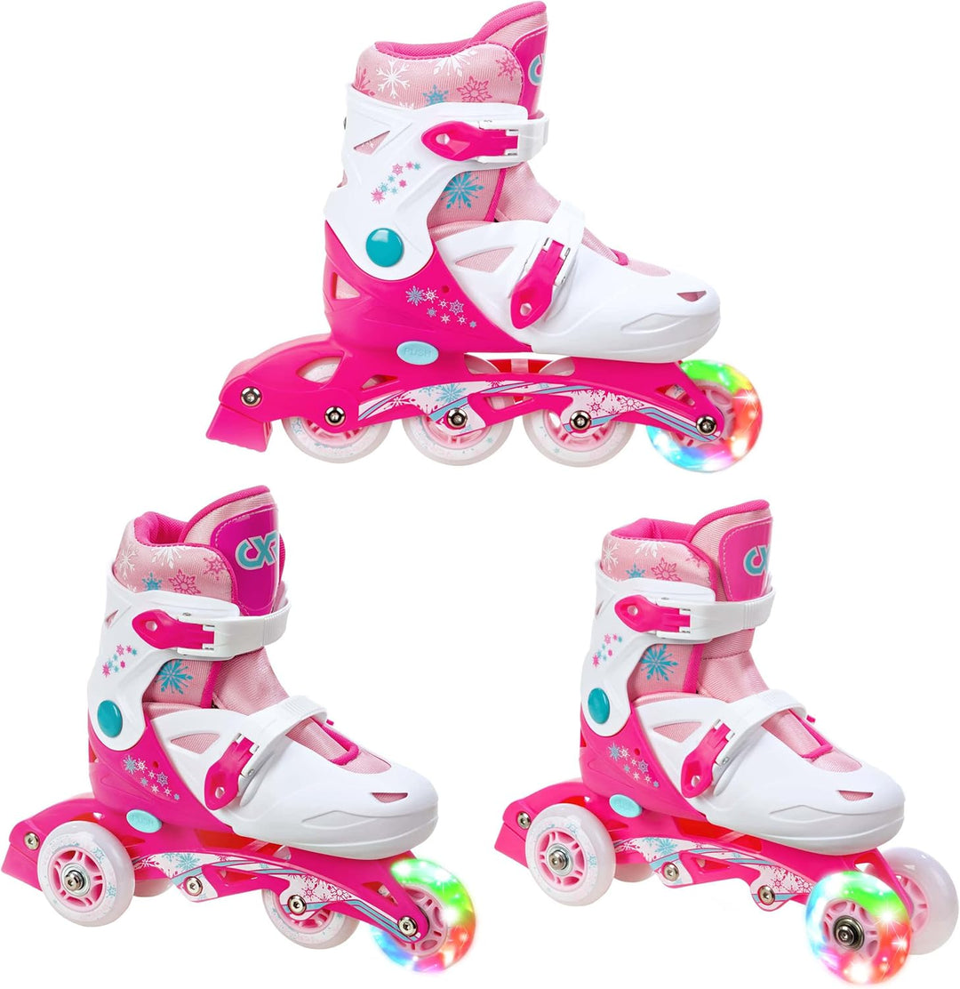 3in1 Kinder Inlineskates/Triskates/Rollschuhe Croxer Missy verstellbar mit LED leuchtendem Rad 31-34