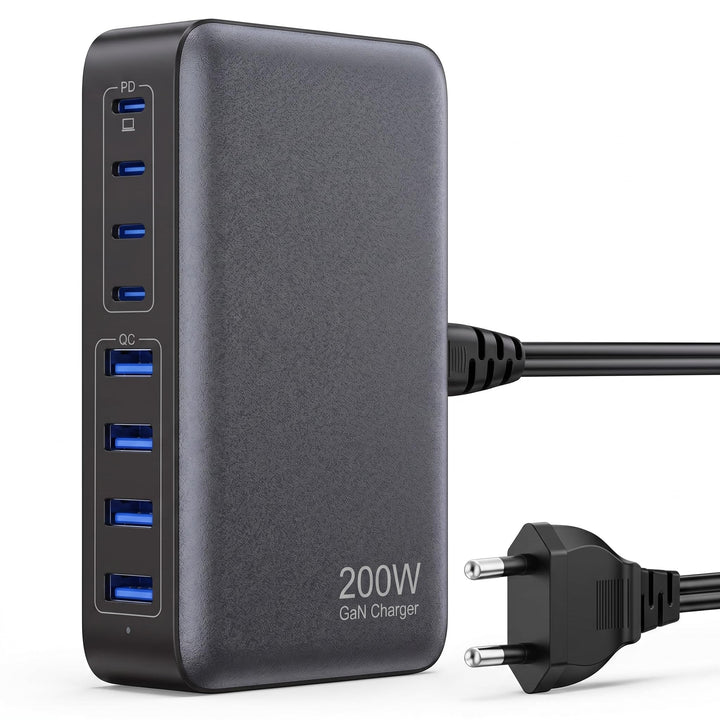 200W USB C Ladegerät, 8-in-1 USB C Netzteil Schnellladegerät mit, Multi Charging Station Adapter Sch