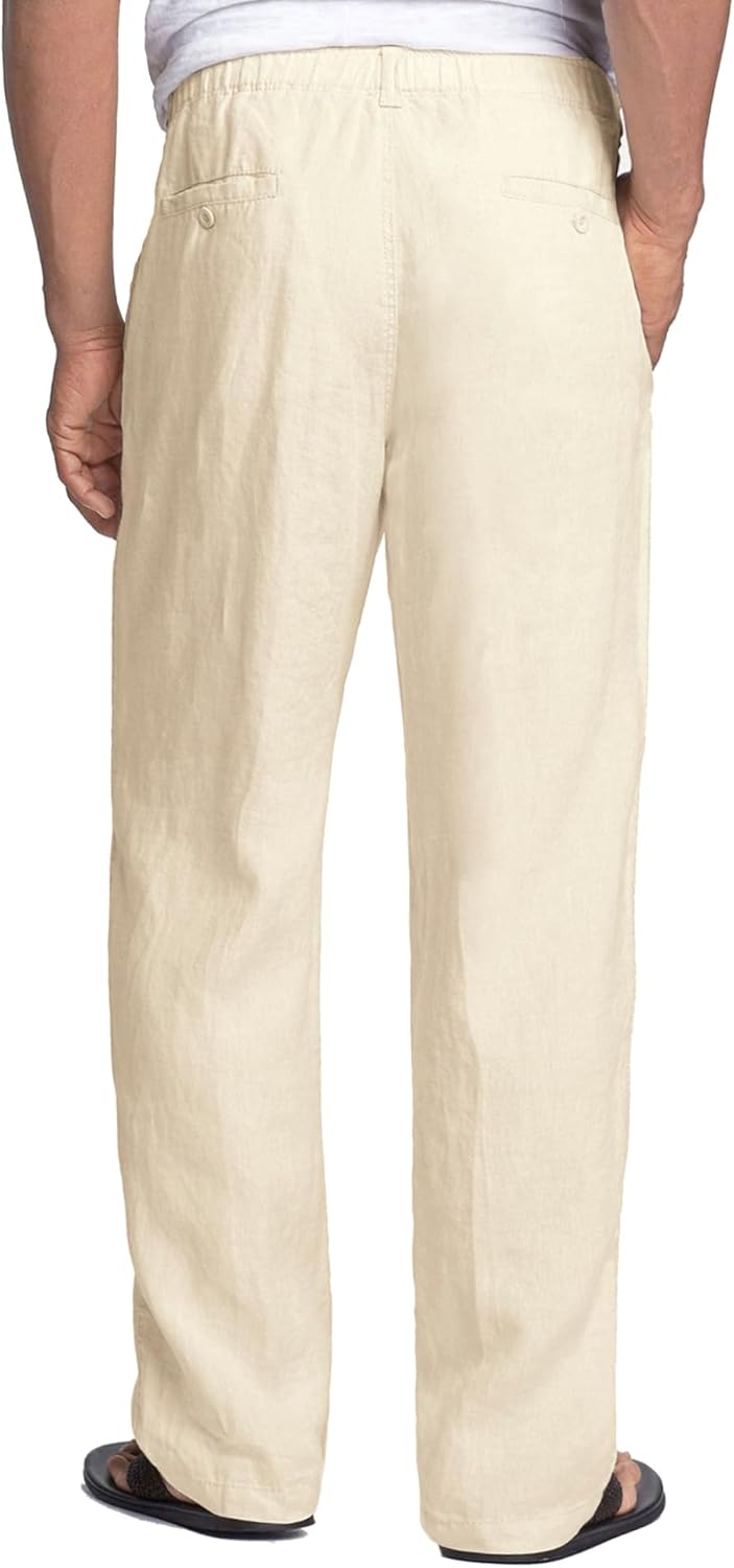COOFANDY Herren Leinenhose mit Kordelzug Leicht Sommerhose Freizeithose Einfarbig Hose Lang für Männ