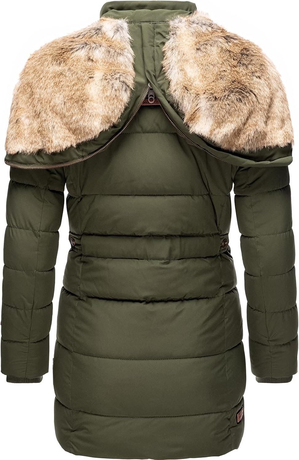 MARIKOO Damen Warmer Winter Steppmantel mit Kapuze Lieblings Jacke XS-XXL XS Olive, XS Olive