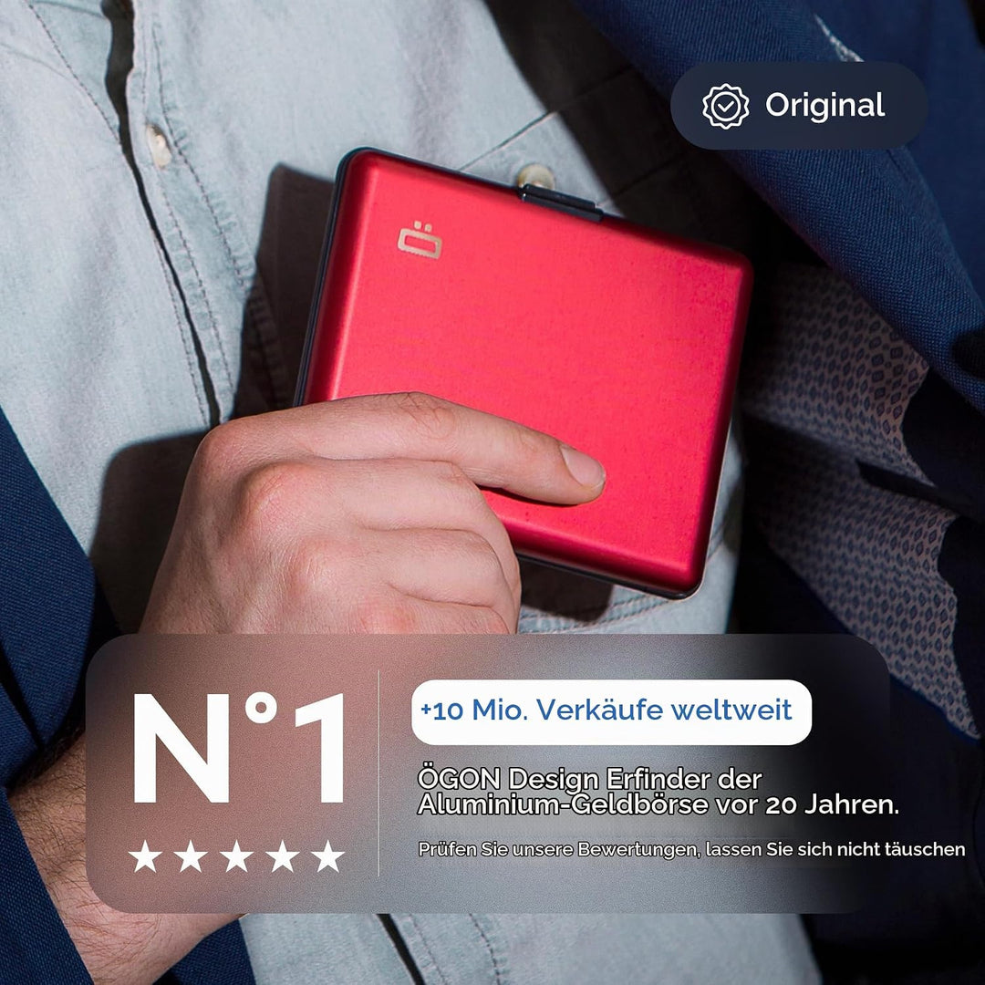 ÖGON -DESIGNS- Aluminium Geldbörse, grosse Kapazität, RFID-Schutz vor Betrug und Entmagnetisierung,