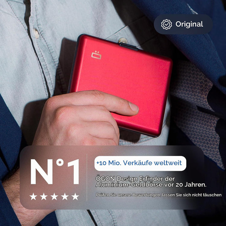 ÖGON -DESIGNS- Aluminium Geldbörse, grosse Kapazität, RFID-Schutz vor Betrug und Entmagnetisierung,