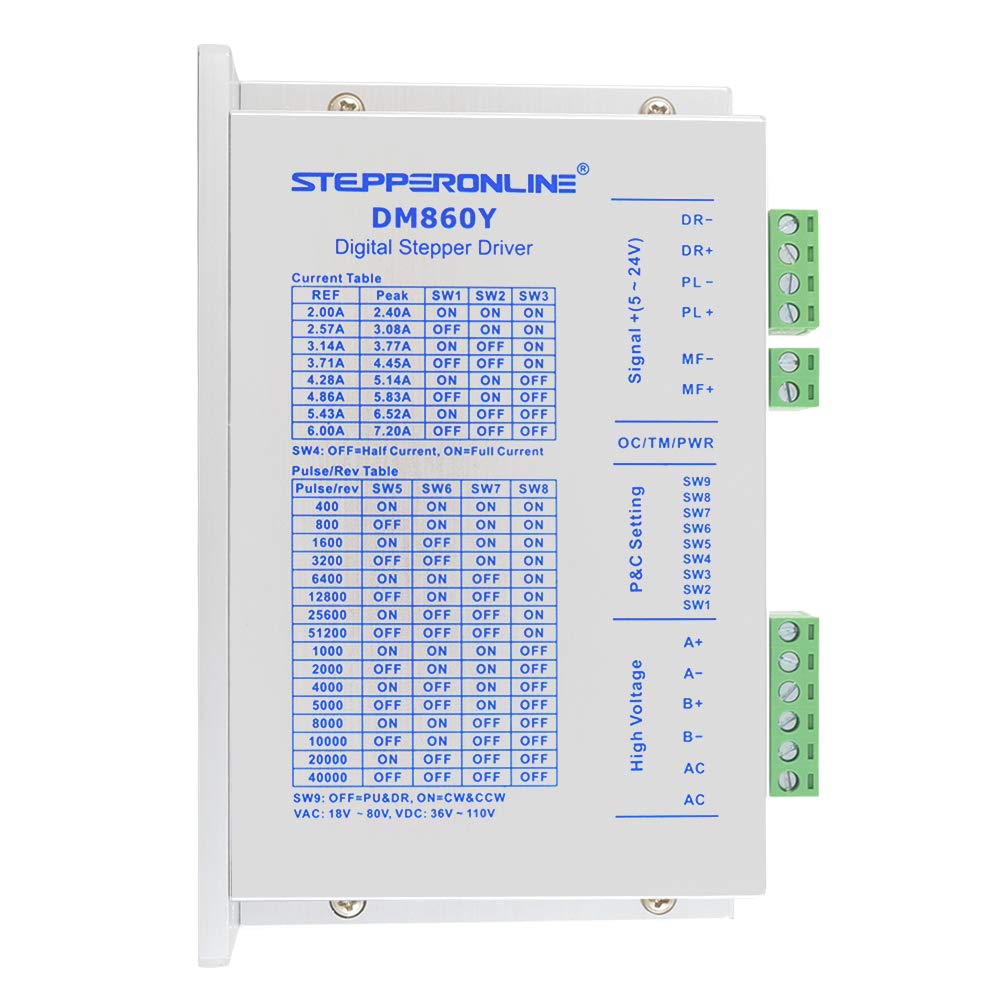 STEPPERONLINE 1 Achse CNC-Kit 8.0Nm 6.0A Nema 34 Schrittmotor & Treiber DM860Y CNC-Mühlrouter Drehro