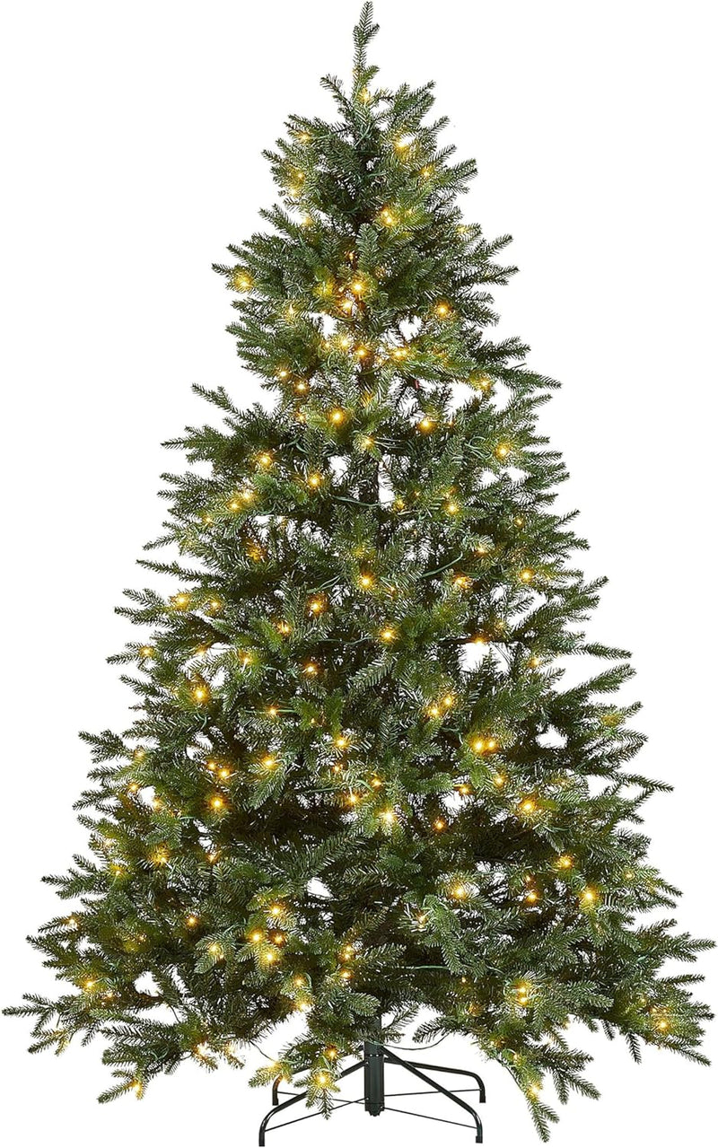 Künstlicher Weihnachtsbaum grün 210 cm mit LED Beleuchtung Lichterkette Fiddle