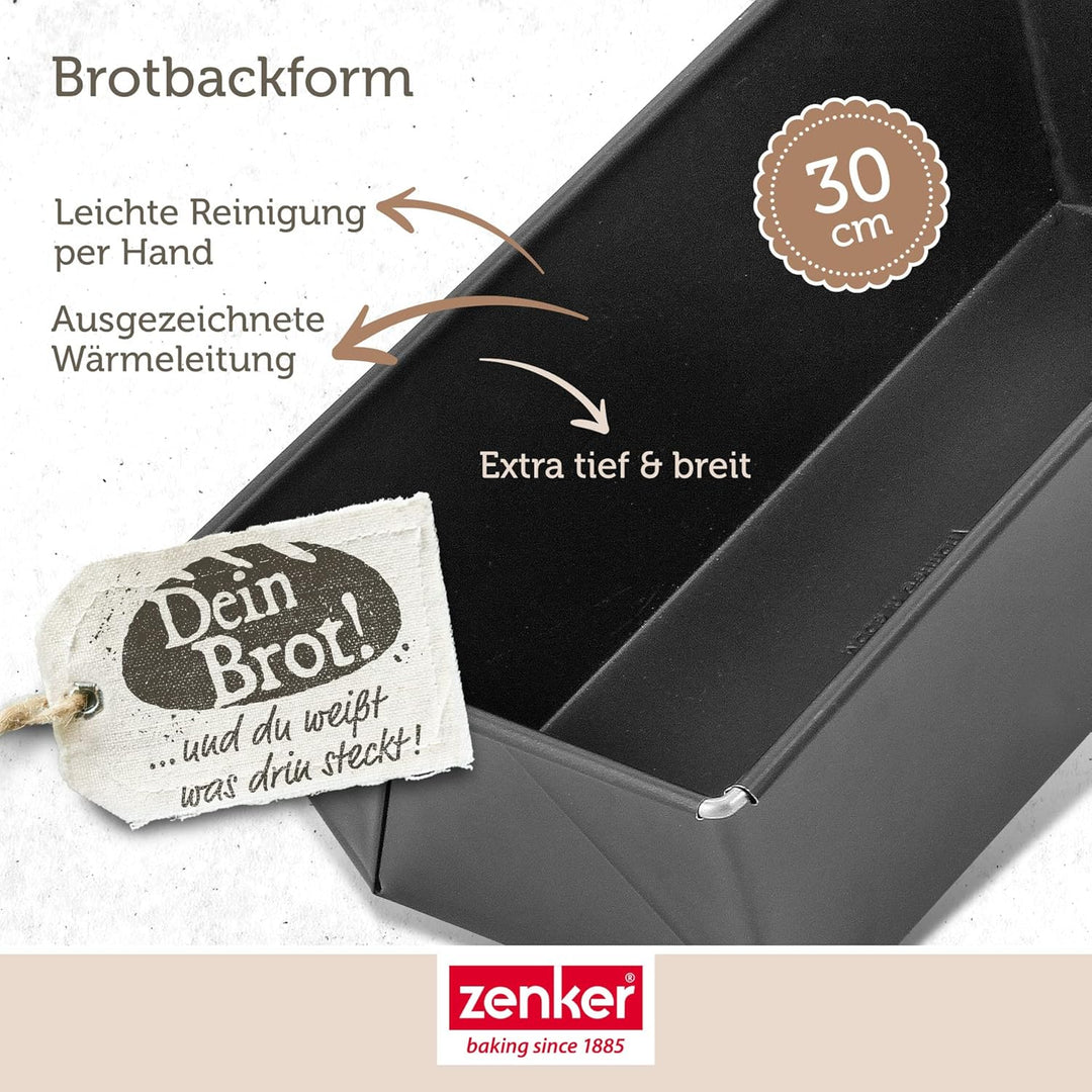 Zenker Brotform oval BLACK METALLIC, Brotbackform & Brotbackform 30 cm Pure, Königskuchenform mit An