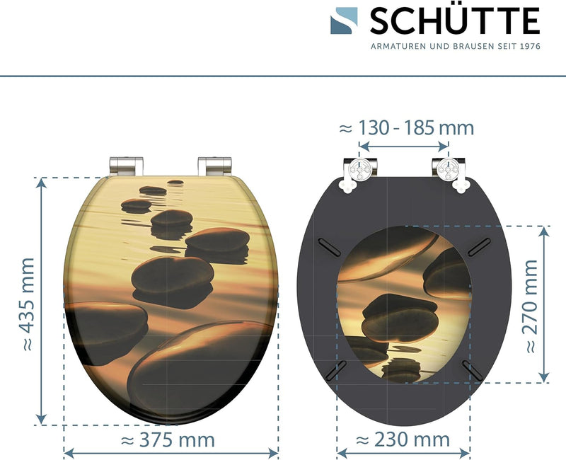 SCHÜTTE WC-Sitz Holzkern SEA STONE, Toilettensitz mit Absenkautomatik, passend für viele handelsübli