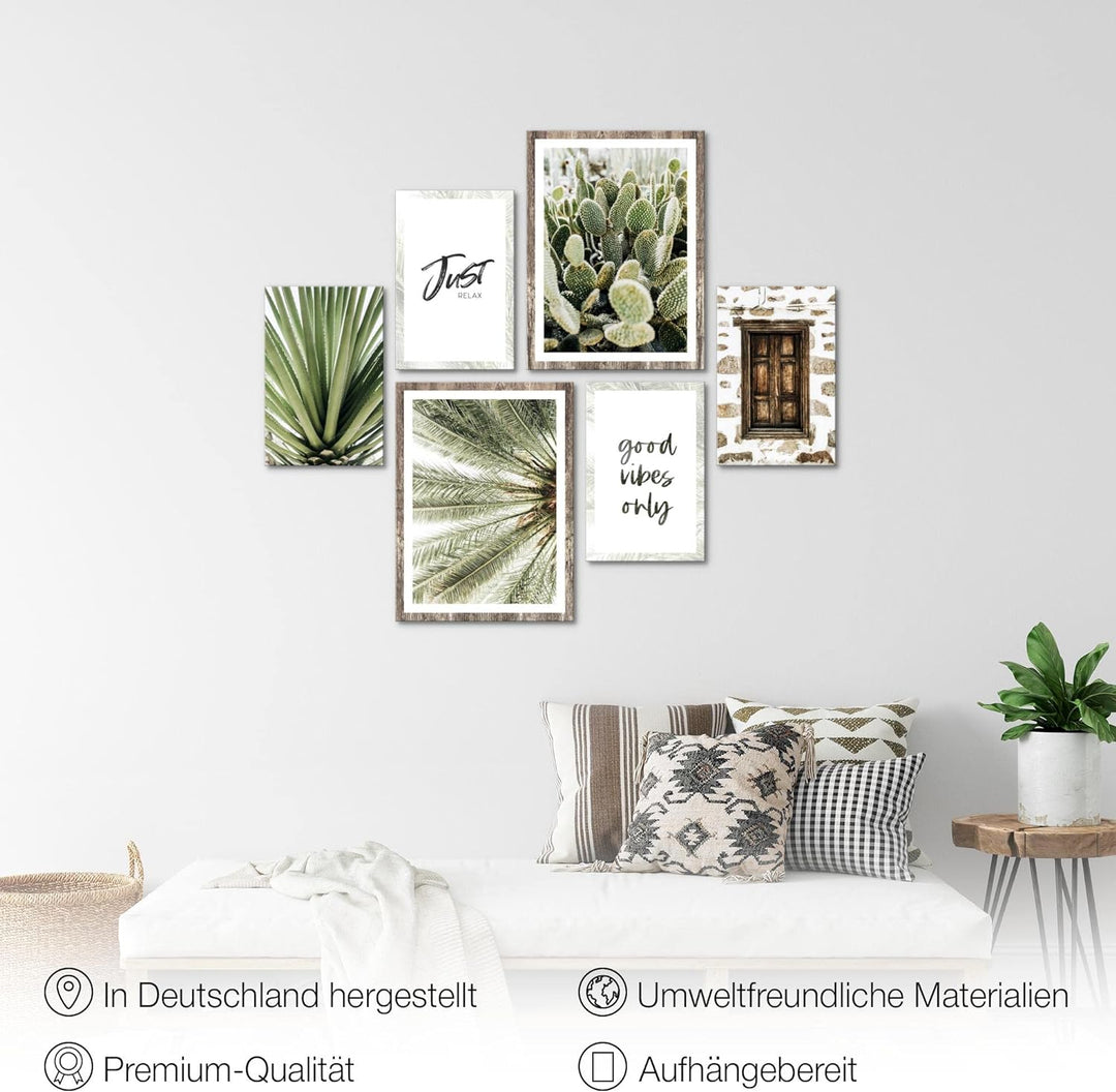 Novart Bilder Set - AUFHÄNGFERTIG - KEIN EXTRA RAHMEN BENÖTIGT - Natur Pflanzen Modern Kaktus - Wohn